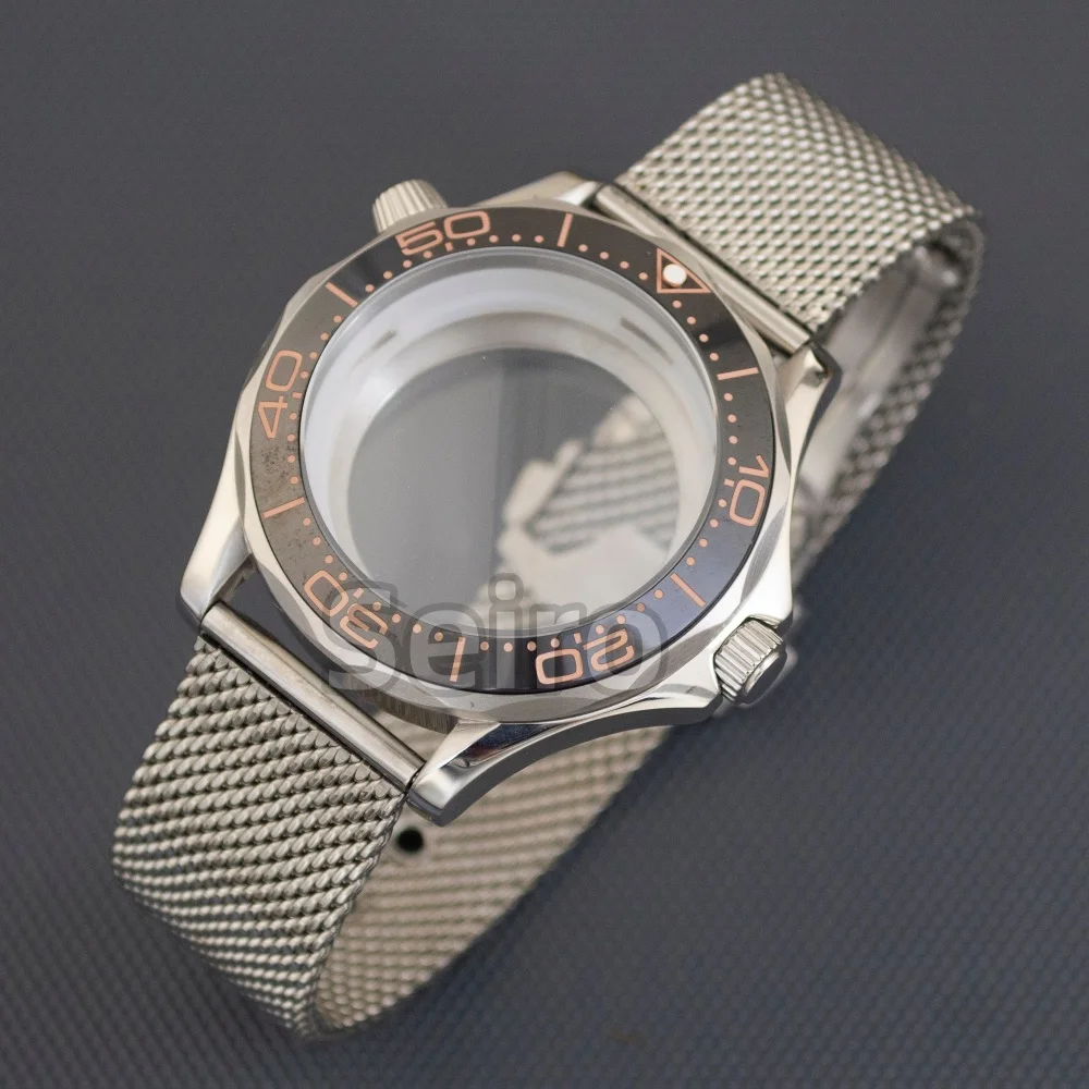 

41mm Watch Case Bracelet Stainless Steel Waterproof For Seamaster 300 600 NH35 NH36 Movement 31mm Dial Men Watch Accessories