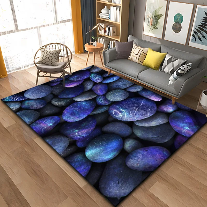 3D Stone Footprint Beach Pebbles Area Rug,Carpet Rug for Home Living Room Bedroom Sofa Doormat Kitchen Decor Non-slip Floor Mat