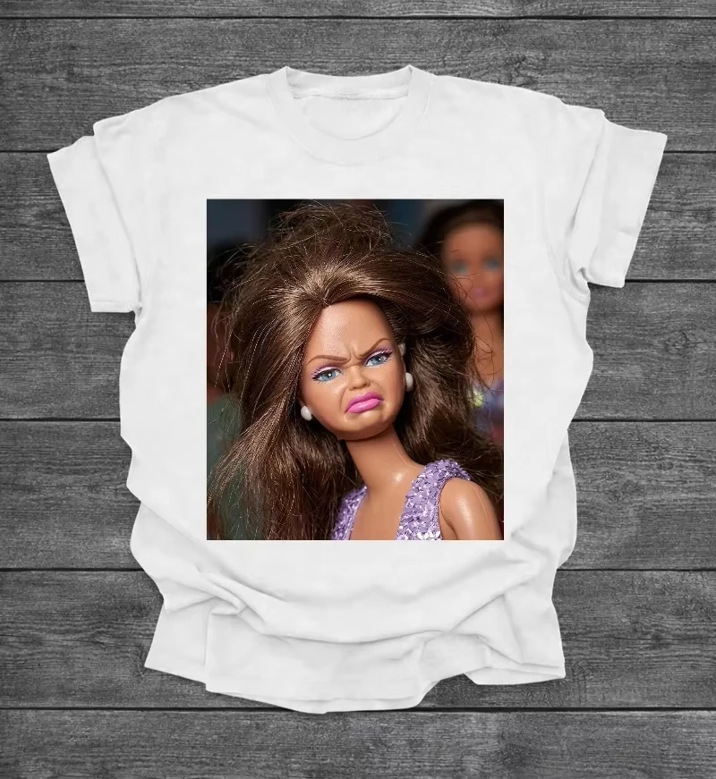 2026 Sassy Angry Doll T-Shirt Herren Retro Meme Fotodruck Lustiges Humor Casual Streetwear T-Shirt – Detail 7
