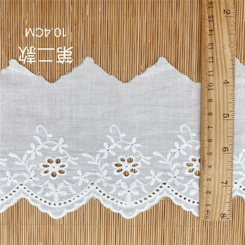 White Beige Dress Clothes Sewing Collar Trim Handmade DIY Lace Material Cotton Embroidered Flowers Lace Guipure Ribbon Lace