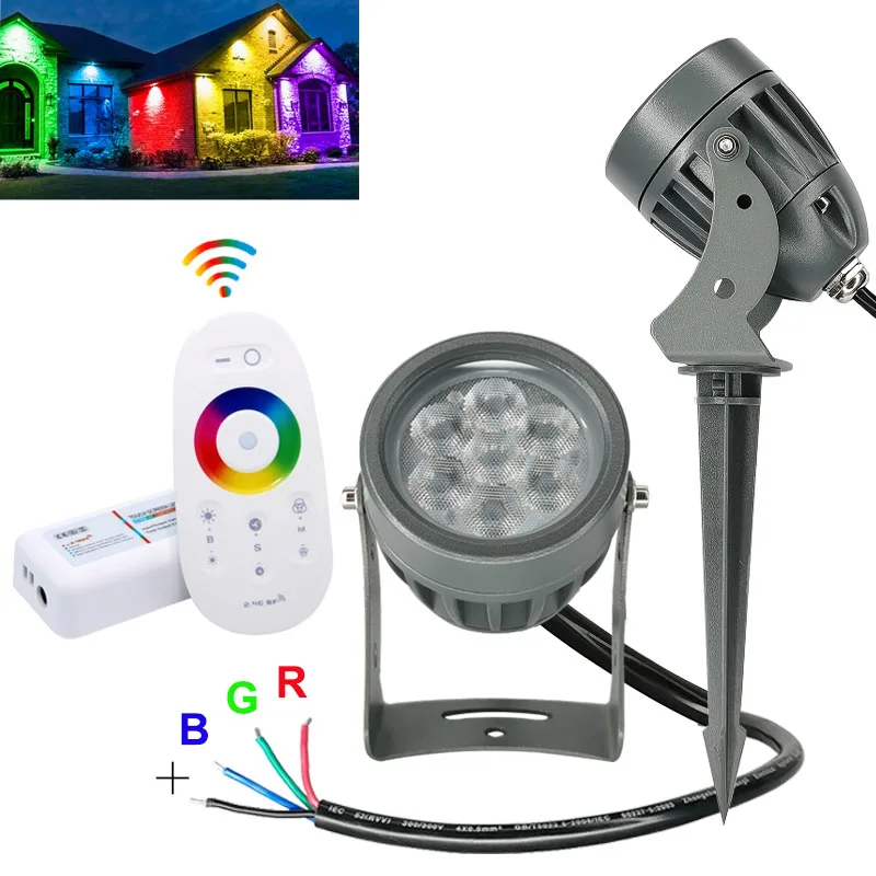 new External control RGB LED Garden Lights Outdoor LED Waterprof Lawn Lamp Landscape Spike Bulb Led Light Garden Path Spotlights