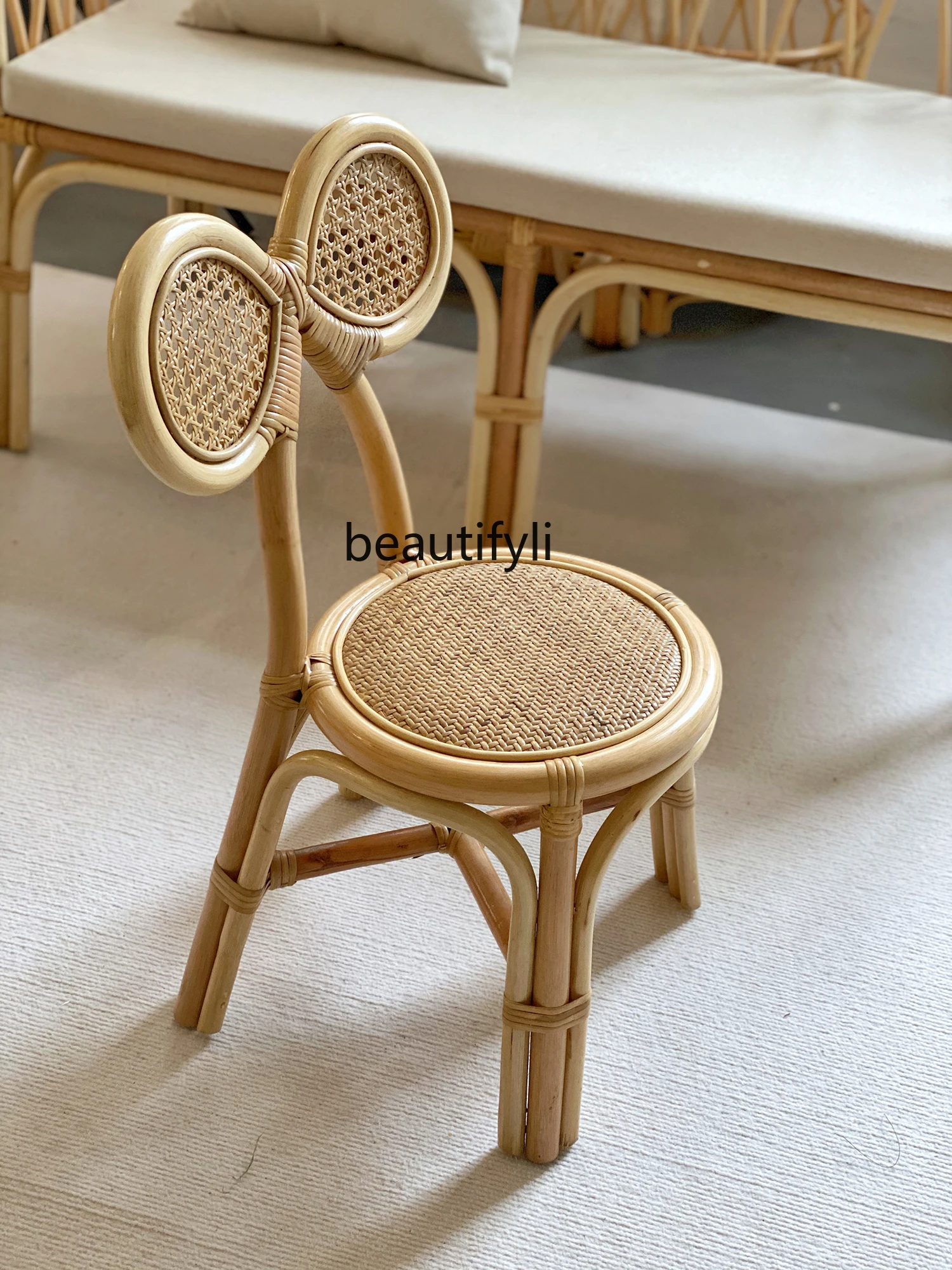 Penteadeira natural do Rattan, Bonito Combinação Quarto Play House, Mini Handmade Creative Learning Table