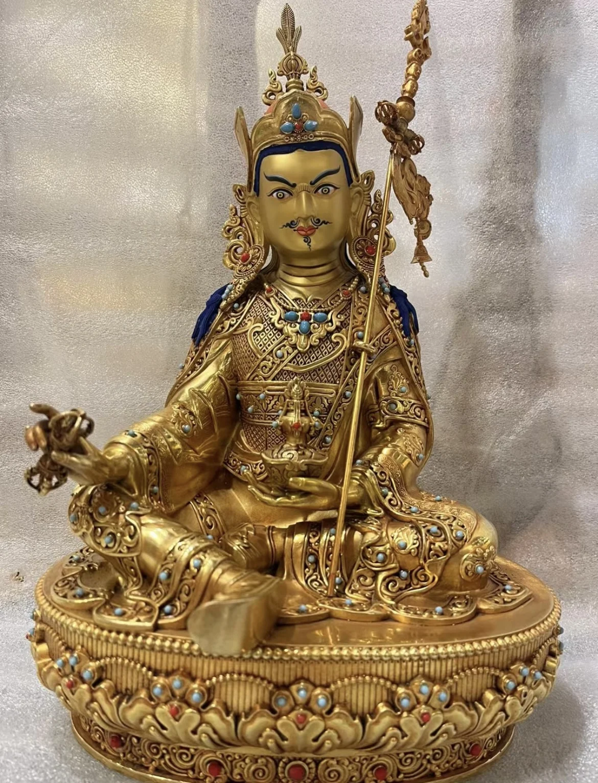 30cm large GOOD Tibet Thailand Tantric Buddha statue Guru Rinpoche Four armed Guanyin tara buddha statue