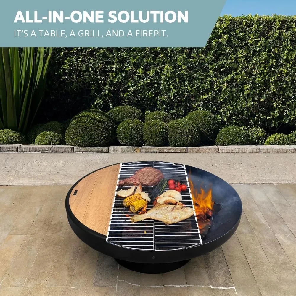 

Round fire pit table with pit BBQ, extra thick, heavy duty pit, wood fire pit, large fire pit