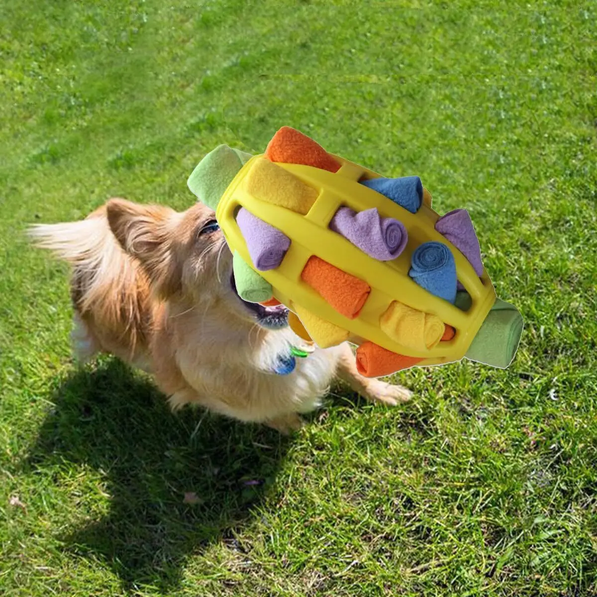 

Новые игрушки для животных: интерактивный мяч-головоломка для собак с ароматом, в форме регби-мяча