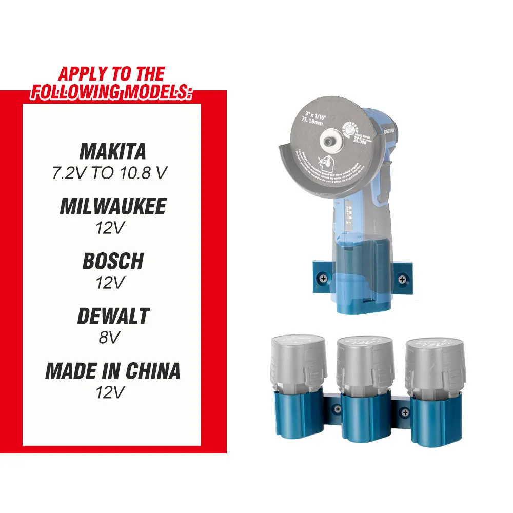 ONEVAN 리튬 이온 배터리 홀더 보관 전동 공구 고정 브래킷, 디스플레이 랙 버클, Makita, Milwaukee, Bosch, Dewalt