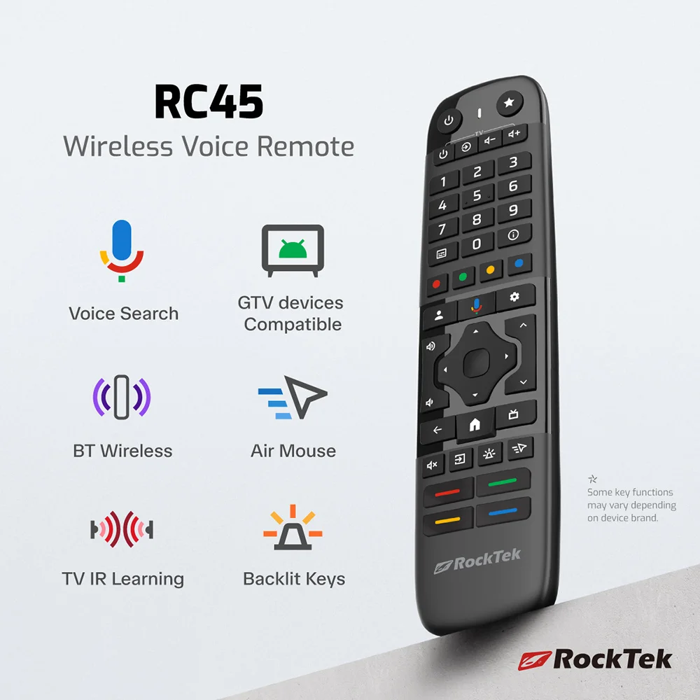 RockTek RC45 Wireless Voice Remote Compatible with Google TV Device Such as RockTek G2 GX1 GT1 TVBox GB1 KICKPI MECOOL HOMATICS