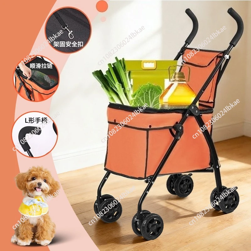 Shopping Cart Light Portable Folding Shopping Cart Trolley Trailer Trolley Camping Stall Pulling Goods Pick Up Express  1 piece