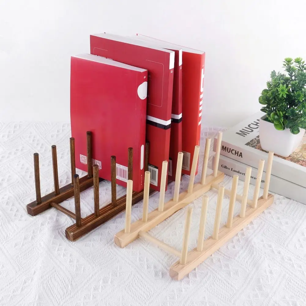 Multifunction Dish Cups Drying Cups Shelf Book Display Kitchen Wooden Stand Rack