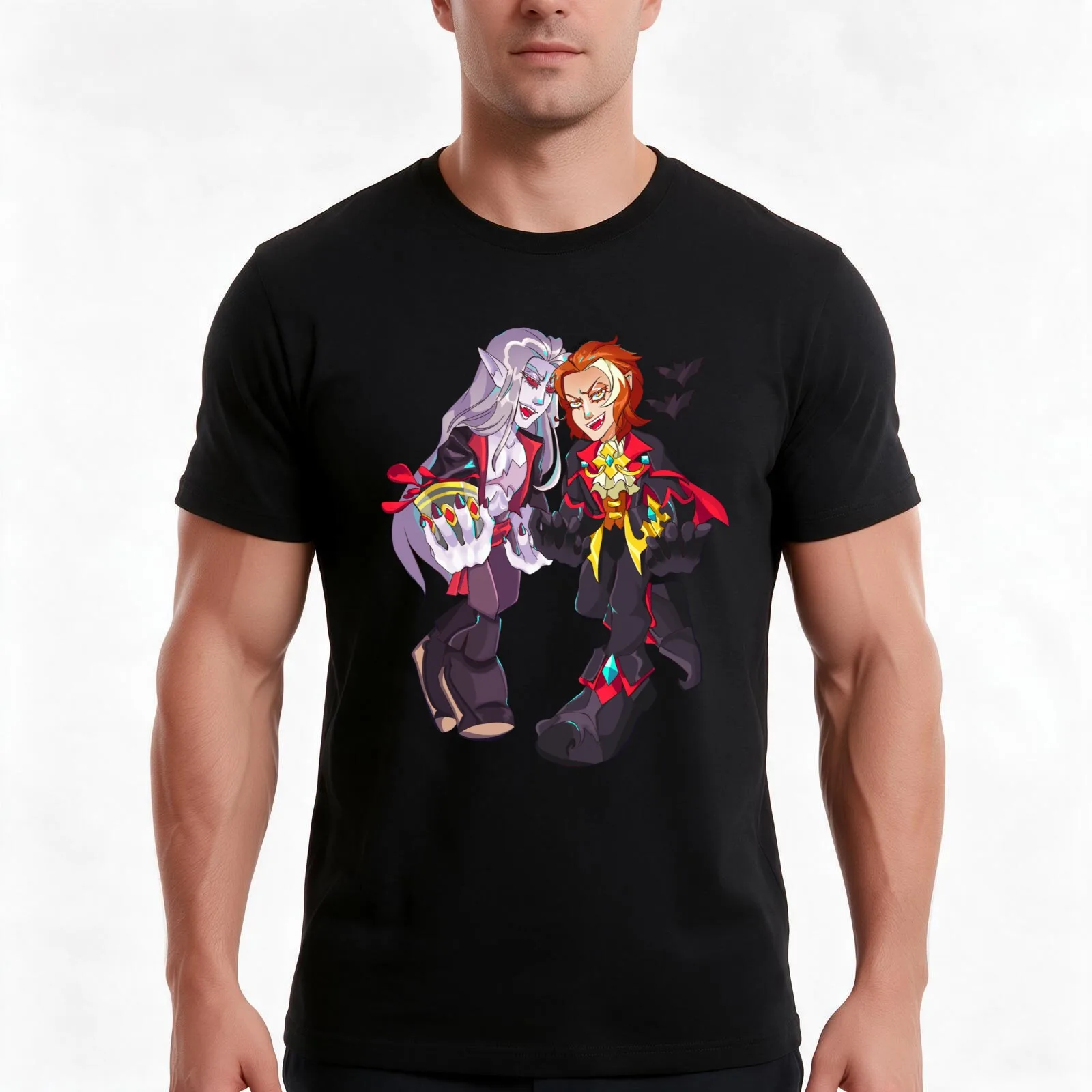 Brawlhalla Halloween! Volkov and Caspian T-Shirt, Summer Casual Cotton Tee, Oversized Streetwear Tops, Vintage Graphic Print
