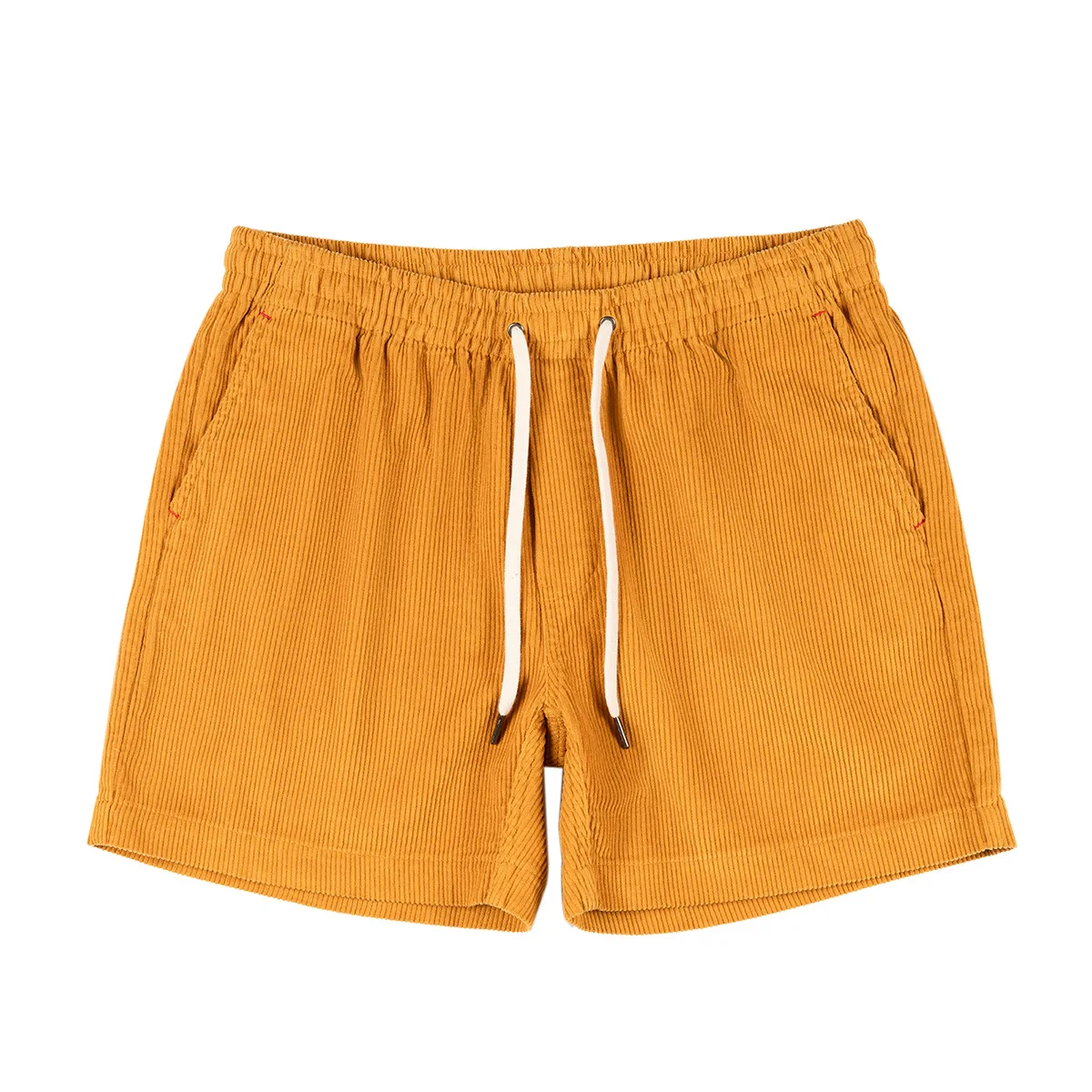 New Summer Men's Cotton Corduroy Casual Shorts Men And Women's Classic College Style Solid Color Drawstring Shorts Retro Washed