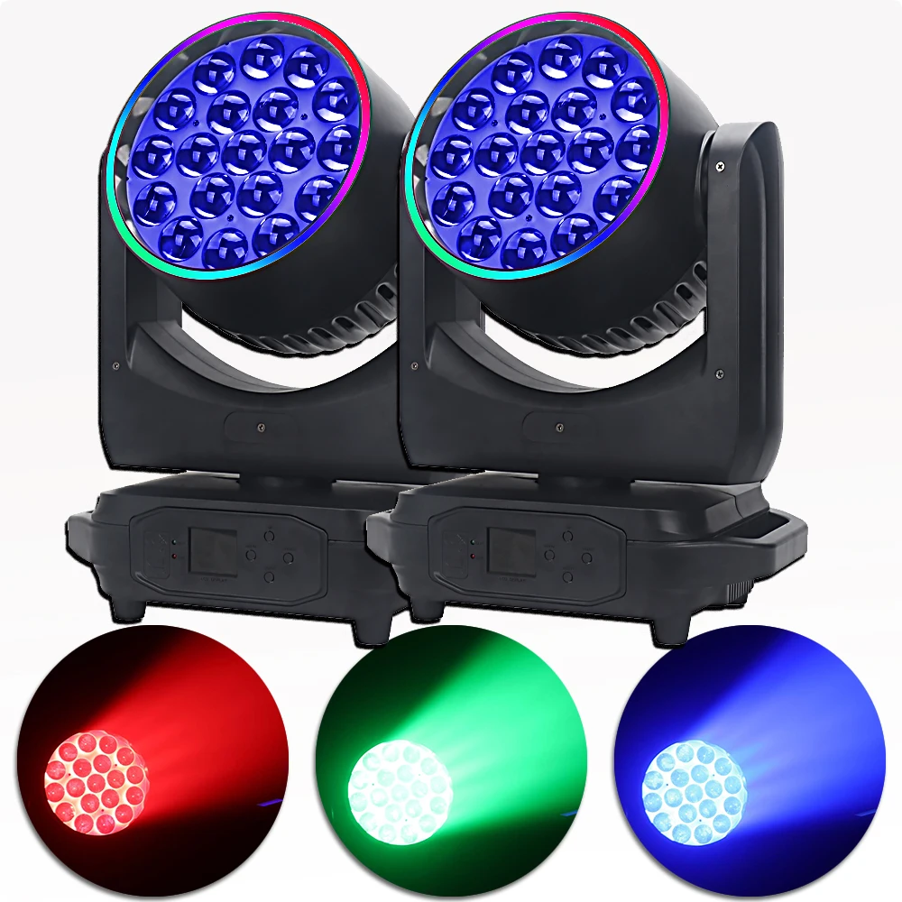 

2Pcs/Lot 19x15W Zoom Beam Wash Moving Head Light With LED Aperture for Stage Lighting Effect DMX Control Dj Disco Nightclub