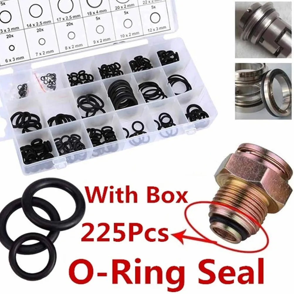 Rubber Gasket O Rings Kit Black Assorted Sizes Organized Case for Automotive Boat Rv Wire Repair Rubber Grommet Kit