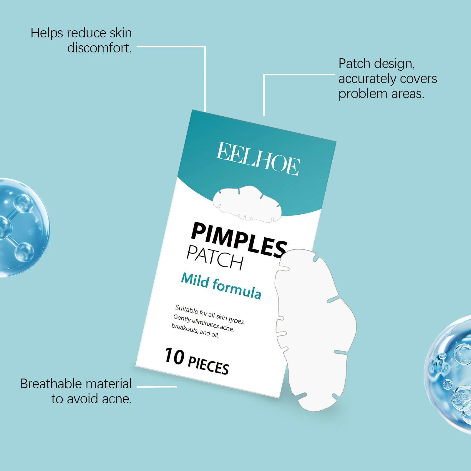Eelhoe Salicylic Acid Acne Care Patch Soothing Pain Remove Redness Makeup Tools Non-irritating Waterproof Acid Repairing Sticks