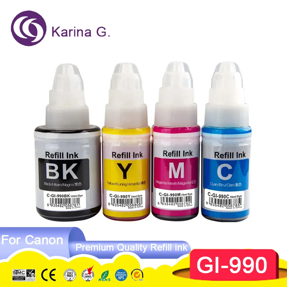 GI 990 GI990 GI-990 Compatible Color Refill Ink For PIXMA G1900/G1910/G2900/G2910/G2915/G3900/G3910/G3915/G4900/G4902/G4910 4911