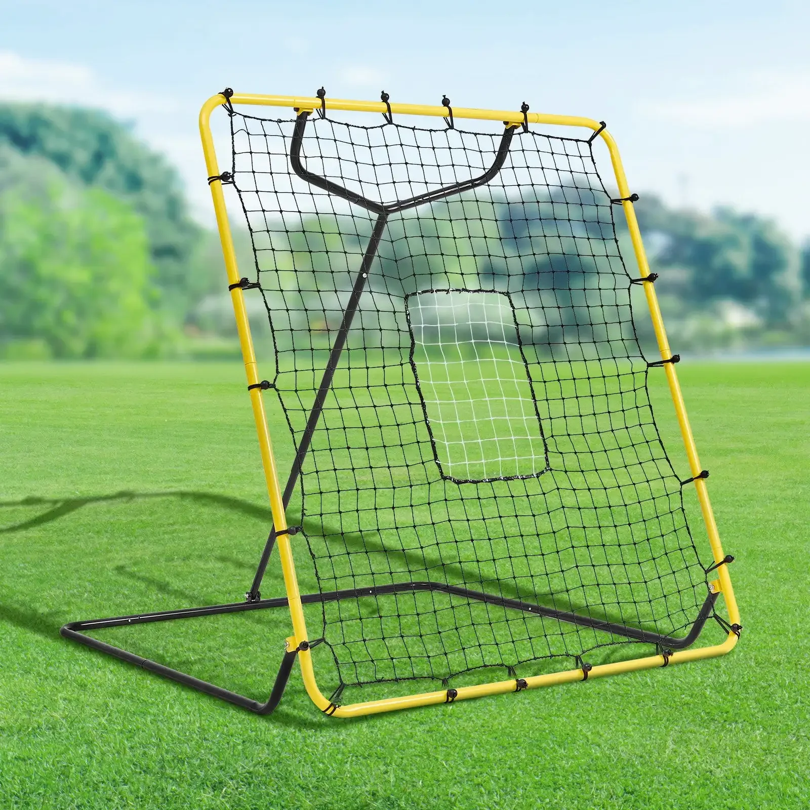 Baseball and Softball Rebounder Net - 4x4.5 ft Pitchback with Adjustable Angles