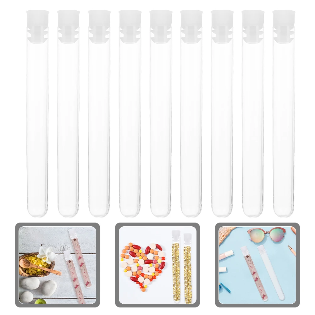 

50pcs Disposable Plastic Test Tubes Clear Small Laboratory Tubes For Scientific Experiments Sample Collection Crafts Candy Bath