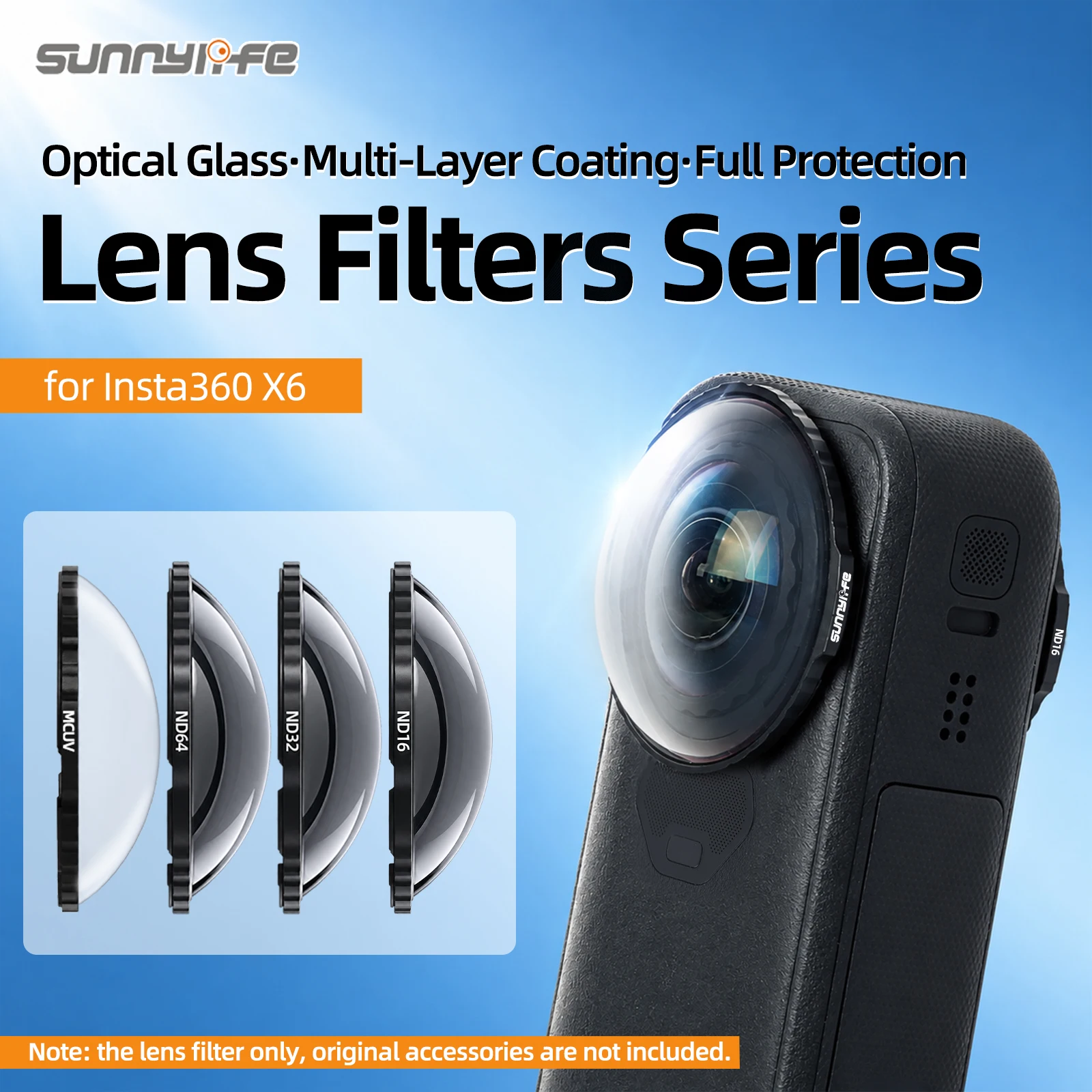 Sunnylife Filter Kit for Insta360 X6 MCUV ND16 ND32 ND64 Optical Glass Hemisphere Lens Protector