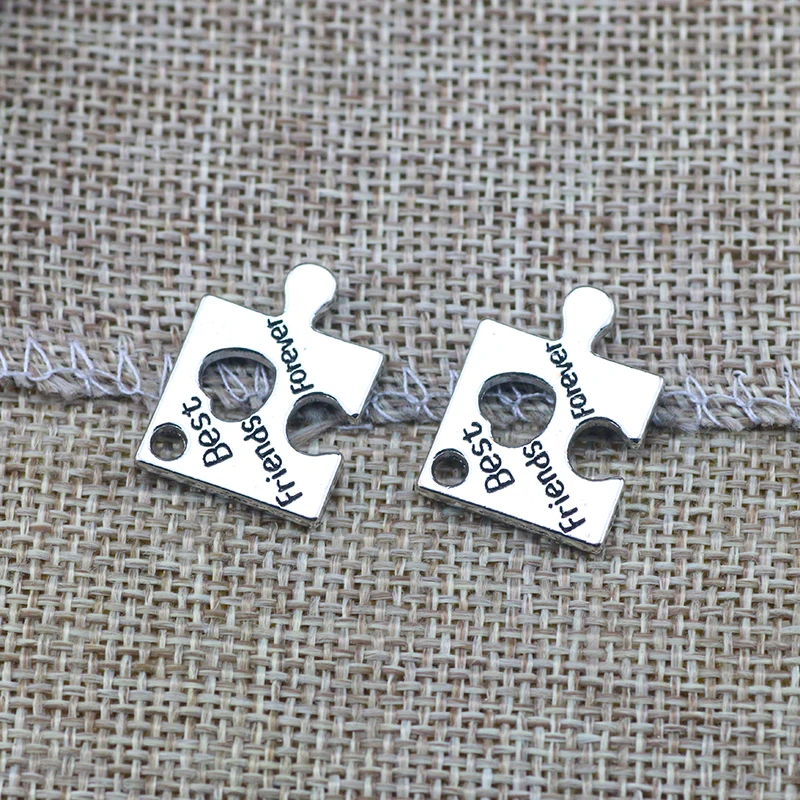 20 Pieces/Lot 16*22mm Tibetan Silver Plated Alloy Letter Printed Best Friends Forever Puzzle Charm Pendant 2266