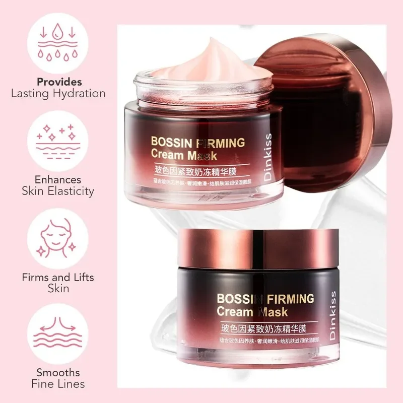 

24H Moisturizer Hydrating Gel Hyaluronic Acid Bossin Firming Mask Cream Plump Enhance Radiance,Hypoallergenic Sensitive Skin