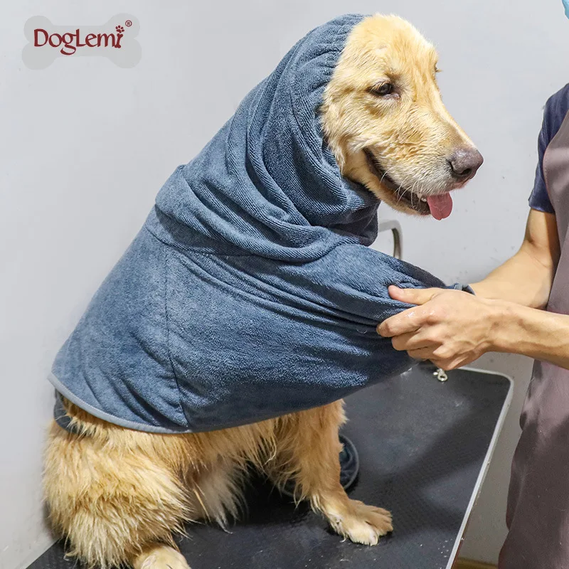 DogLemi كلب البشكير سوبر ماصة منشفة النسيج سريعة الجافة ملابس الحيوانات الأليفة للكلاب المتوسطة والكبيرة الاستحمام بعد الاستحمام
