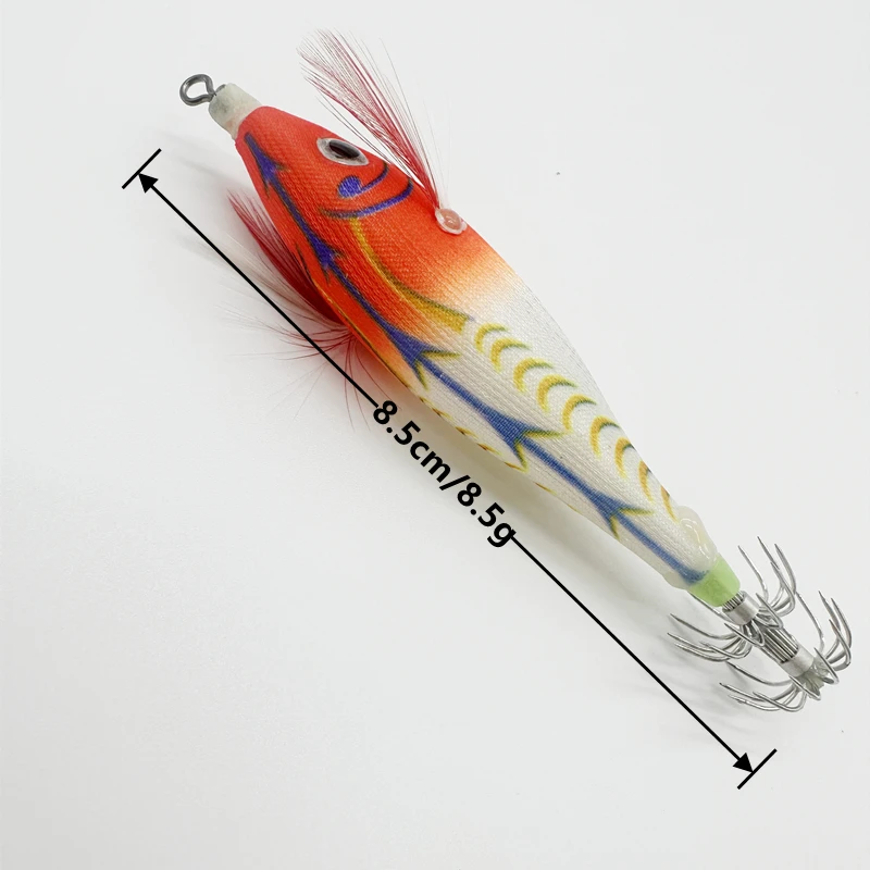 Squid Hook8.5cm Rush Egi Jig Baits WOOD Shrimp Lure luminous Japanese yo zuri Gambar Floating Sutte Octopus Squid Jig