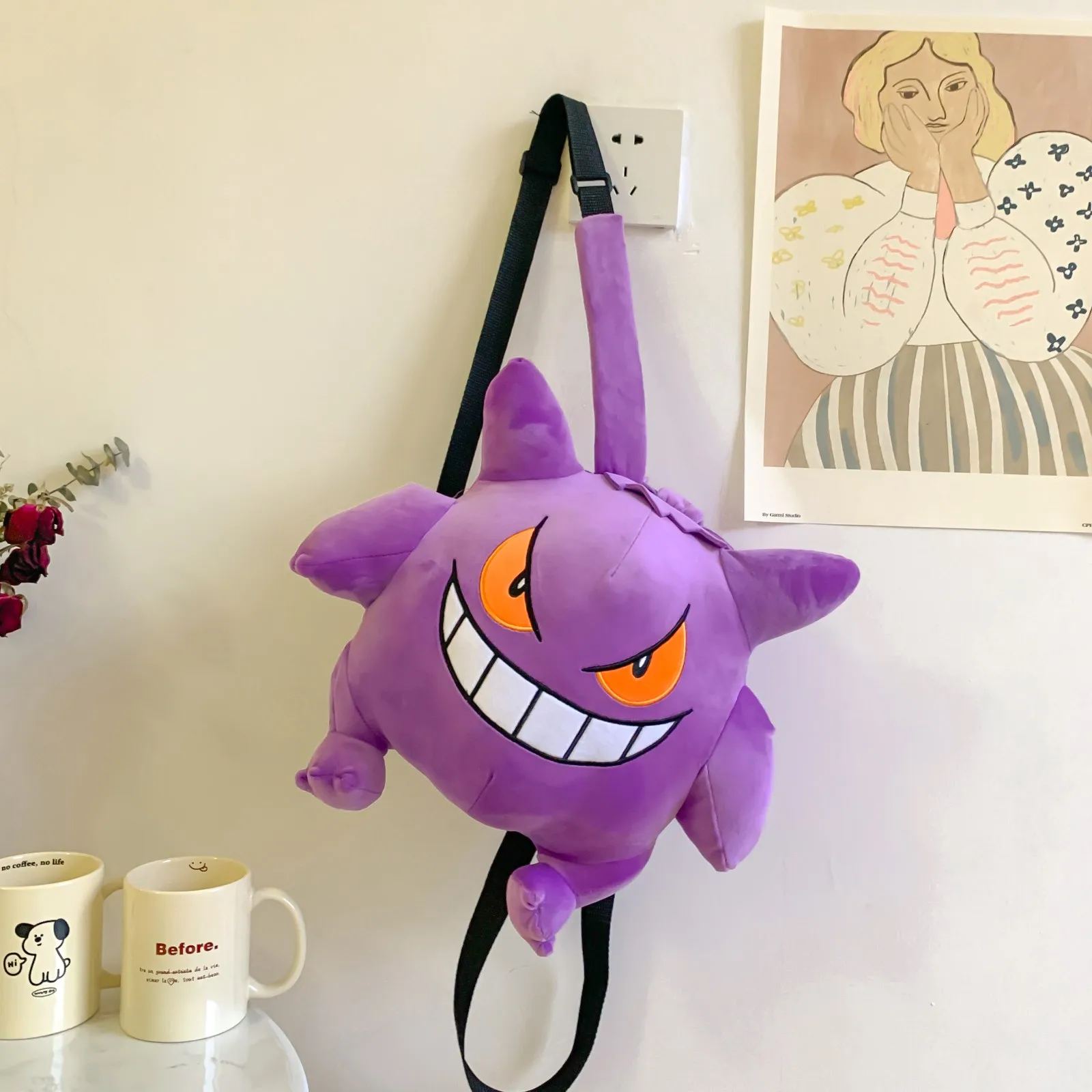 Bonito Pokemon Mochila Kawaii Estilo Japonês Plush Bag Gengar Eevee Snorlax Mochila Schoolbag Cosplay Props Moda Presentes