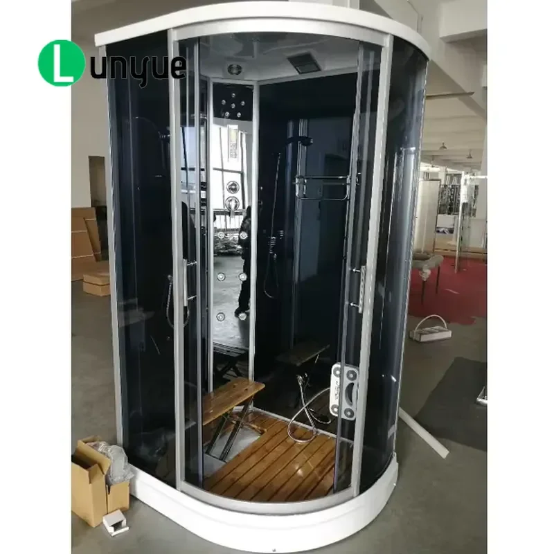 Modern Prefabricated Round Shower Enclosure Glass Bathroom Cabin Kit Easy Install Space Saving Waterproof Home Hotel Use
