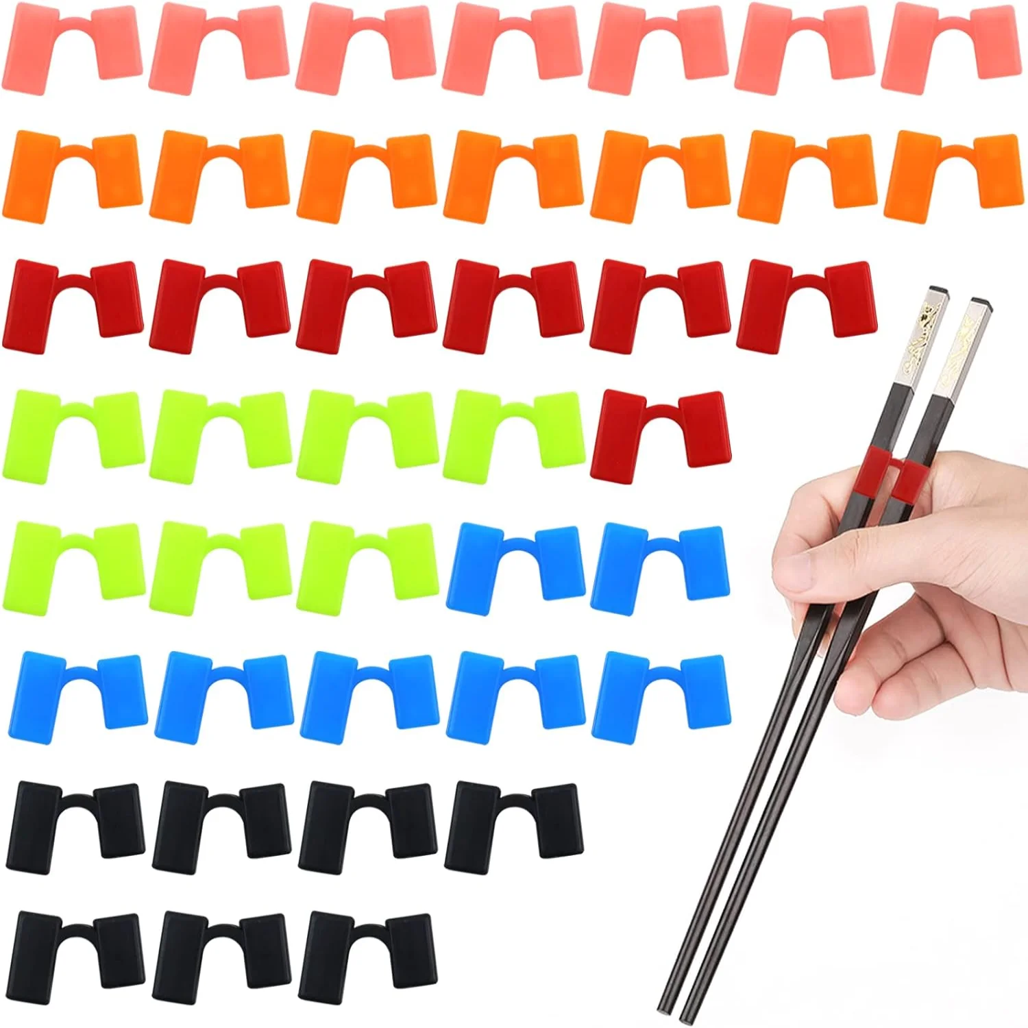 42 Pcs Chopstick Helpers Reusable Training Chopsticks Hinges Connector Plastic Training Chopstick Learn Practice Chopsticks Trai