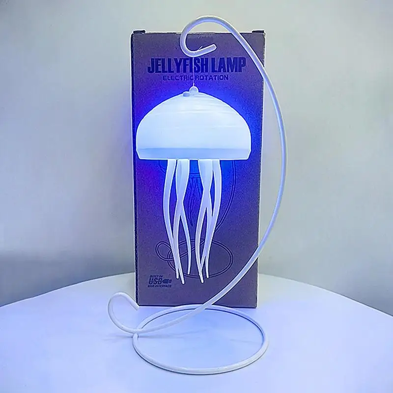 Jellyfish Night Lamp Tabletop Rotating Lamps Tabletop Light With Dynamic Rotation Design Creative Sleeping Night Light For