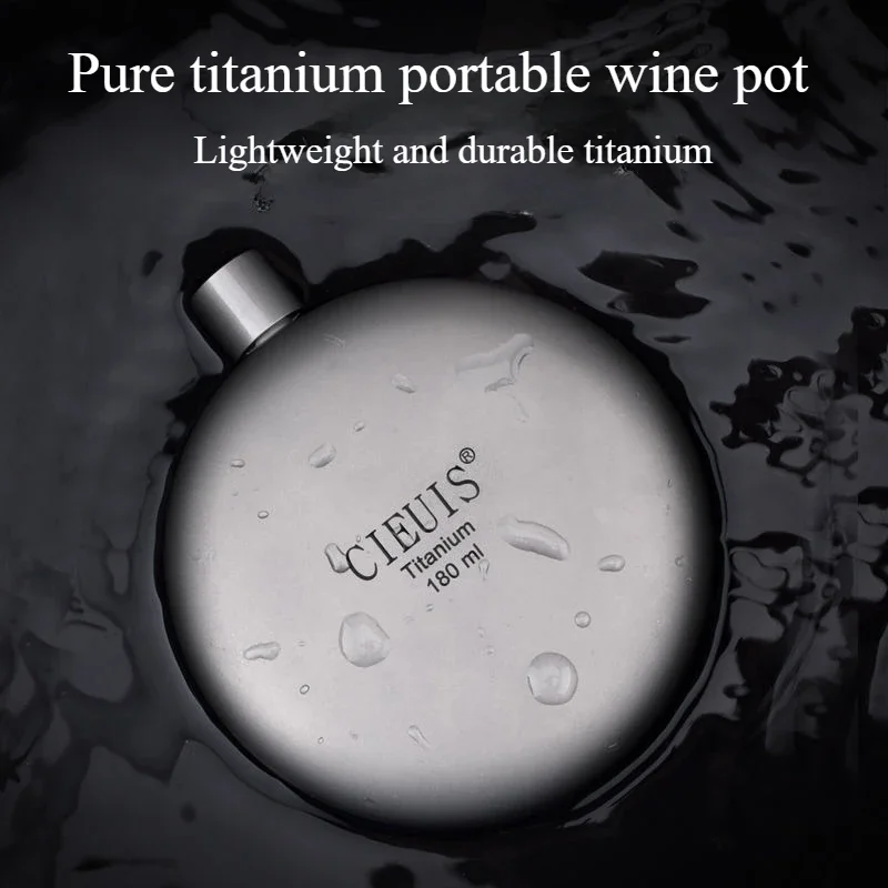 

2PCS Outdoor Camping 180ml/ 6ounce Portable Titanium Wine Jug with Funnel Drinking Leak-proof Water Bottle Backpacking Travel