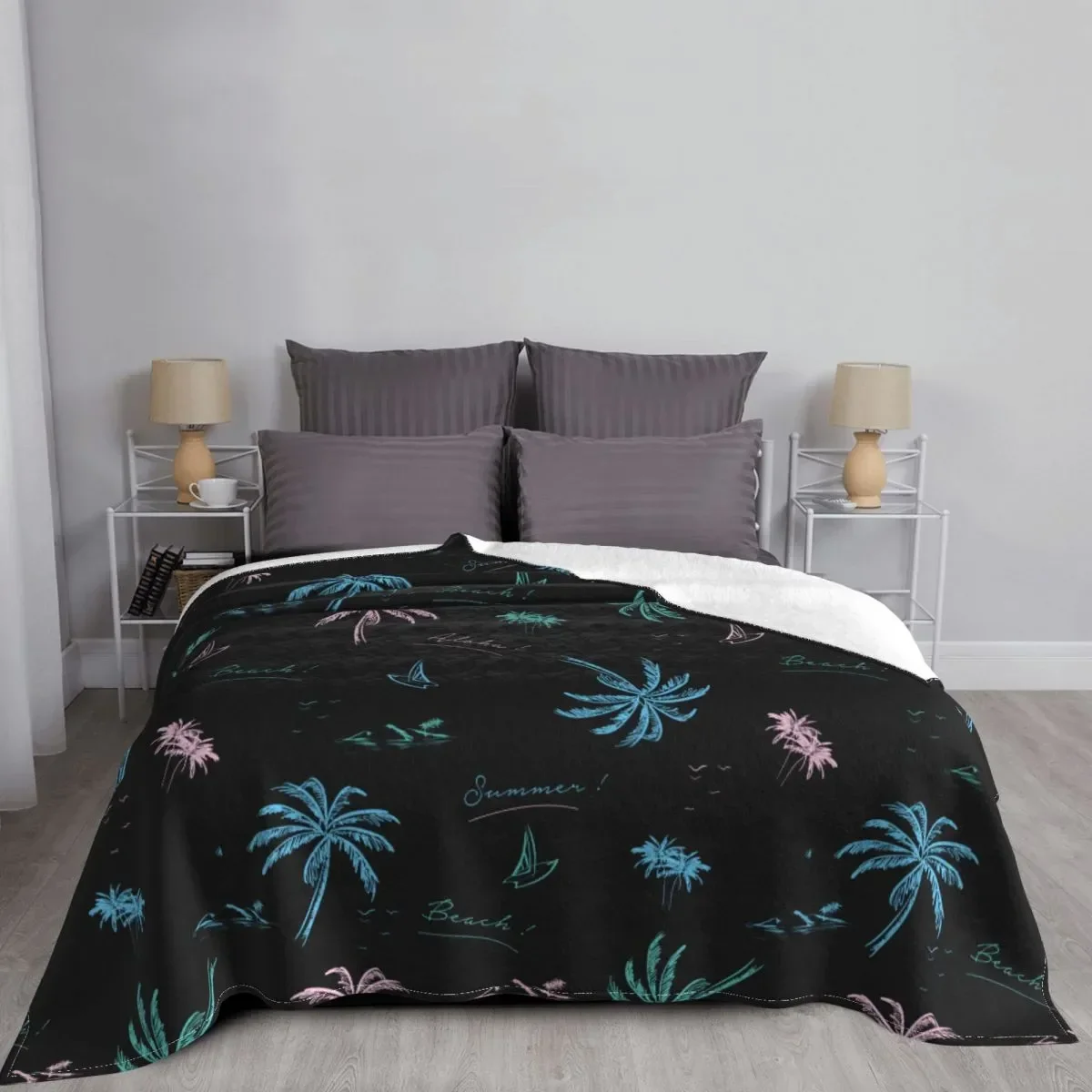 Hawaii Style Leaf Blanket Flannel Decoration Breathable Warm Throw Blanket for Bed Outdoor Bedding Throws