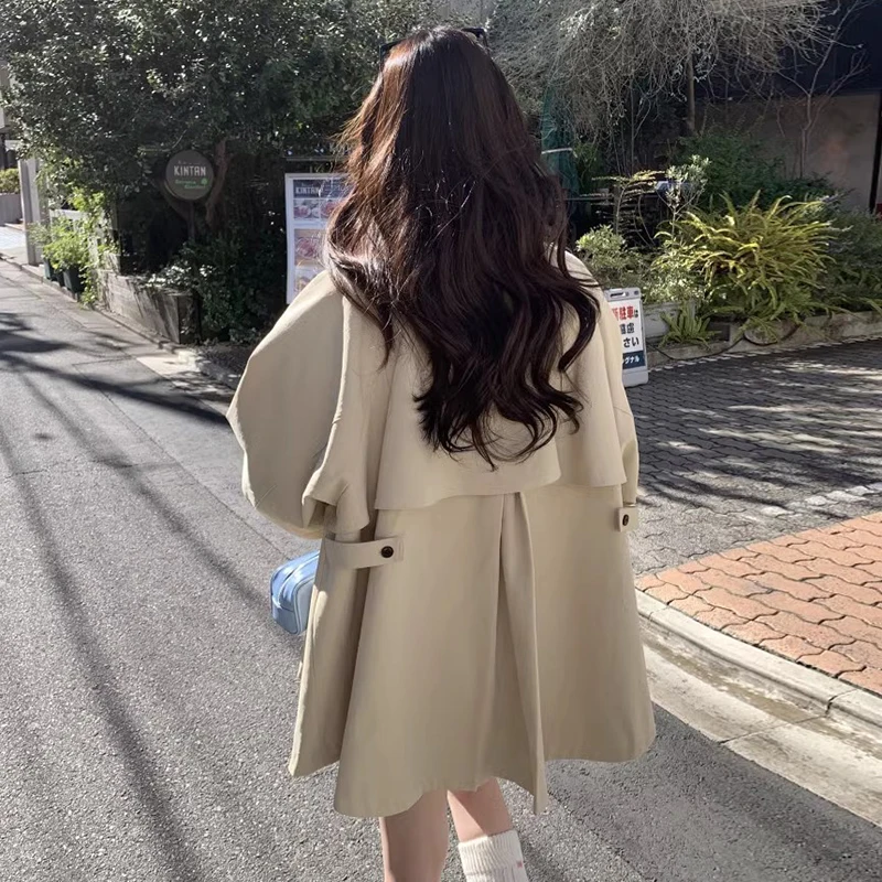 

Chic Vintage Briti Sle Long Sve Loose Coat Stand Collar Women's Outerwear Ele Faionable Spring New Arrival