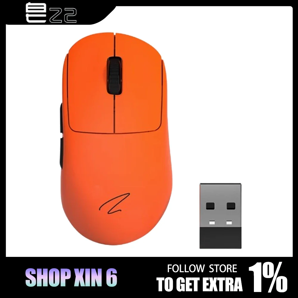 Zaopin Z2 Orange 1k Wireless Mouse Tri Mode Paw3395 Ergonomics Gamer Hotswap Esports Gaming Mouse Pc Game Accessories Man Gifts