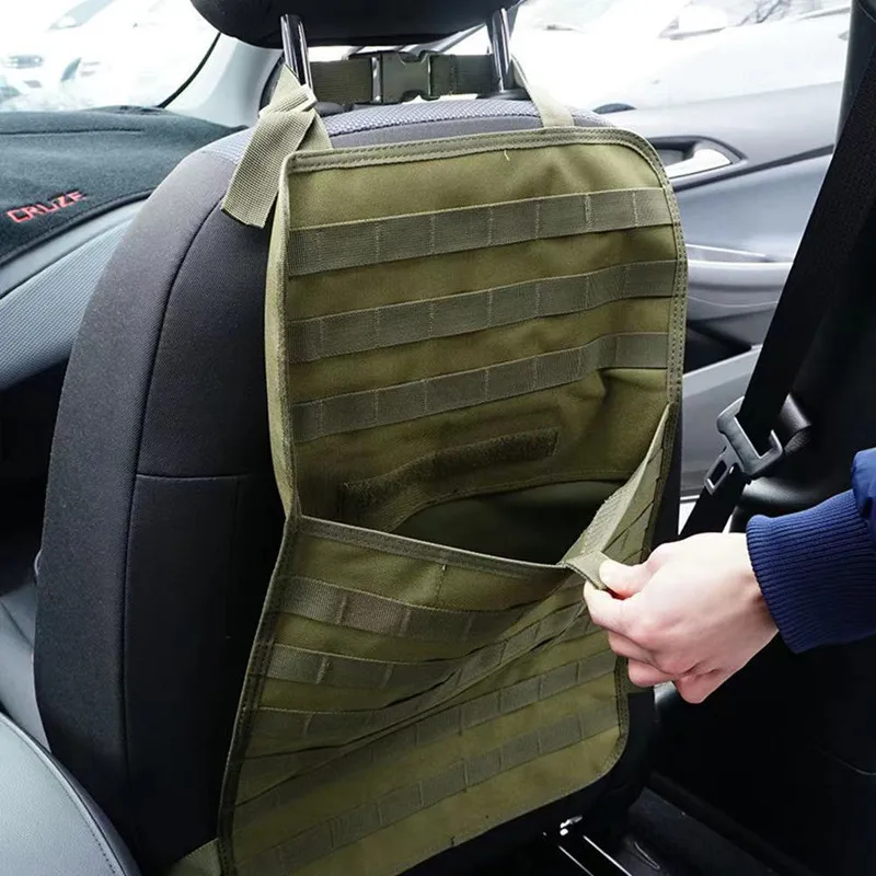 Universal Tactical MOLLE Vehicle Car Seat Back Organizer Panel  Kit Mat Hanging Bags Stowing Pocket Interior Accessorie