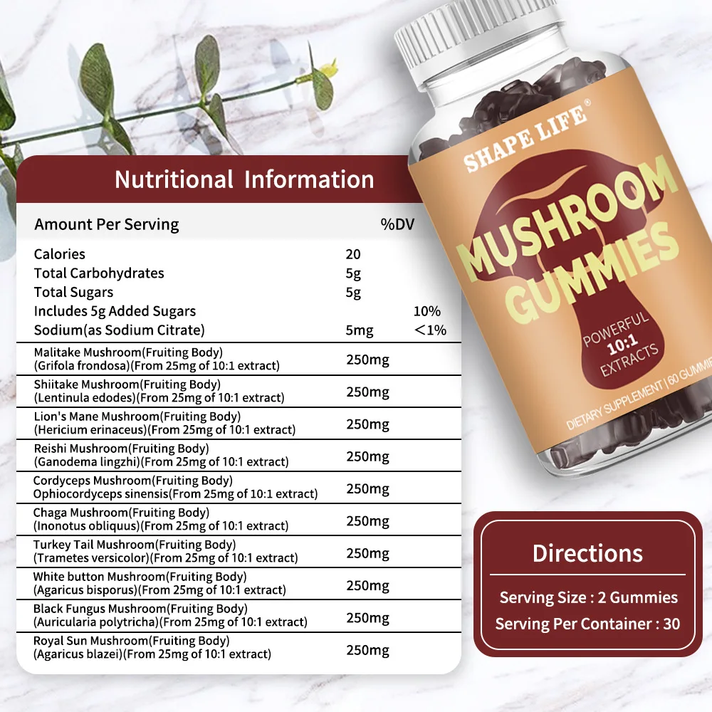 Mushroom Capsules Brain Nervous System Health and Memory Supplements Immunity Sleep Energy Mood Support