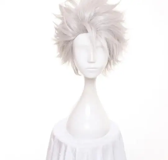 Short Silver White Layered Fluffy Synthetic Cosplay Hair Wigs Heat Resistance Fiber