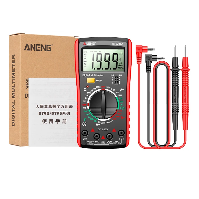 ANENG DT9205A Professional Multimeter True RMS Digital Multimeter AC/DC Current Tester Ohm Capacitor Voltage Meter Detector Tool