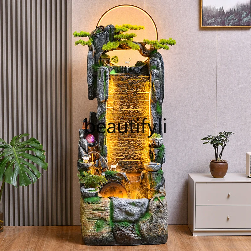 

New Chinese rockery flowing water ornament fountain landscape living room office floor outdoor courtyard water curtain wall
