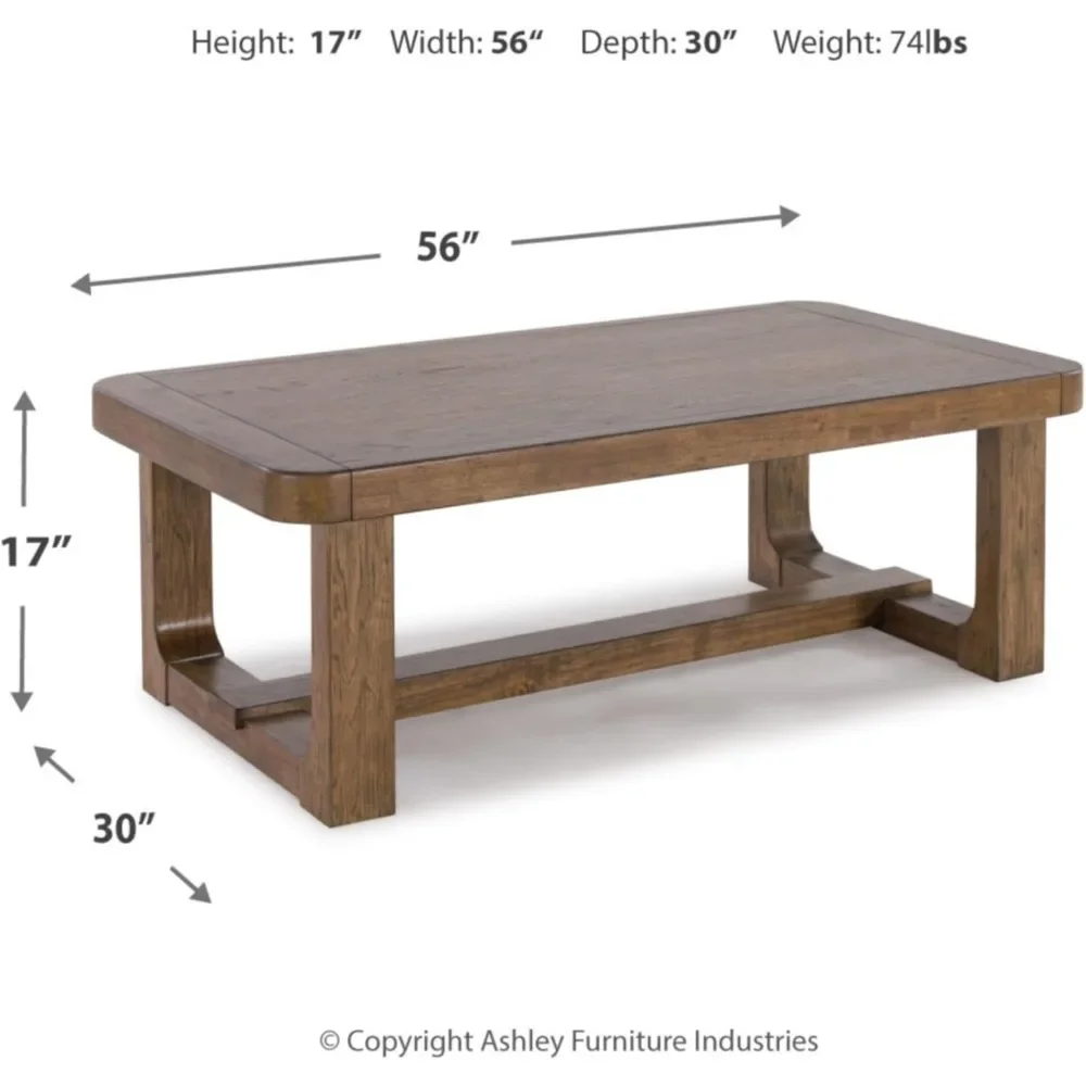 Traditional Farmhouse Coffee Table, hickory veneer. 56.13