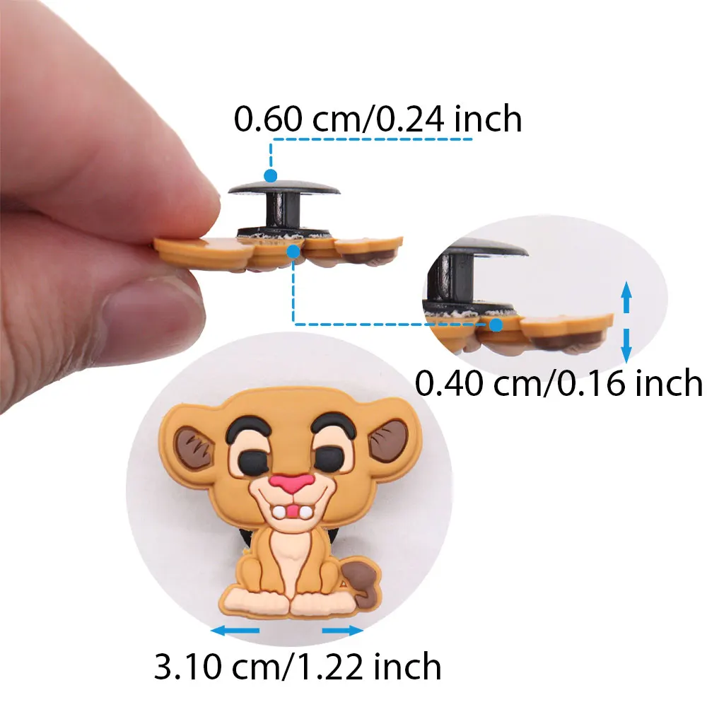 Hot Sales 1-7Pcs Lion King Animals Elephant PVC Cute Shoe Button Charms Cartoon Slippers Designer Accessories