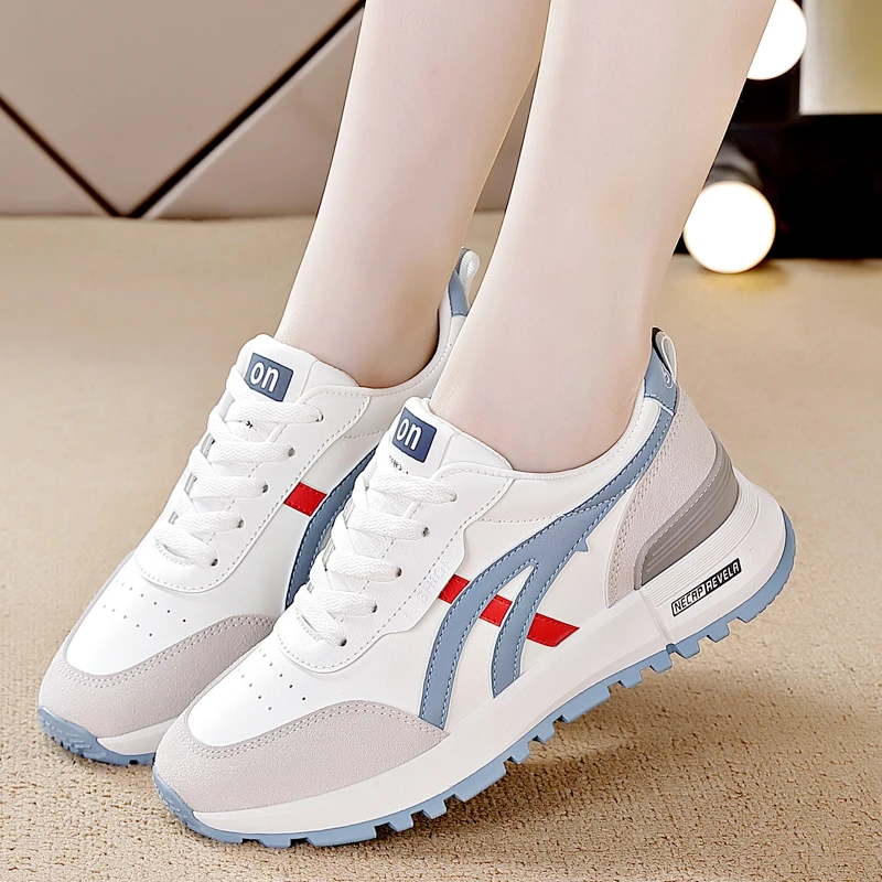 

Ladies Trainers Casual Leather Sneakers Women Flat Shoes Lightweight Soft Sneaker Breathable Footwear Basket Shoe Tenis De Mujer