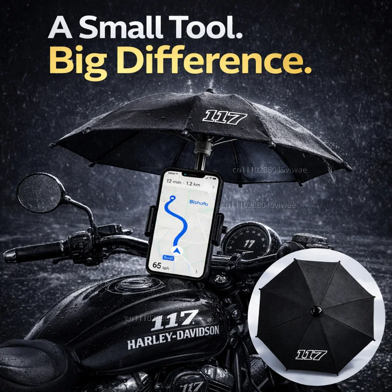 

For Harley 117 Motorcycle Phone Umbrella Holder Waterproof Sunshade Anti Glare Rainproof Handlebar GPS Mount