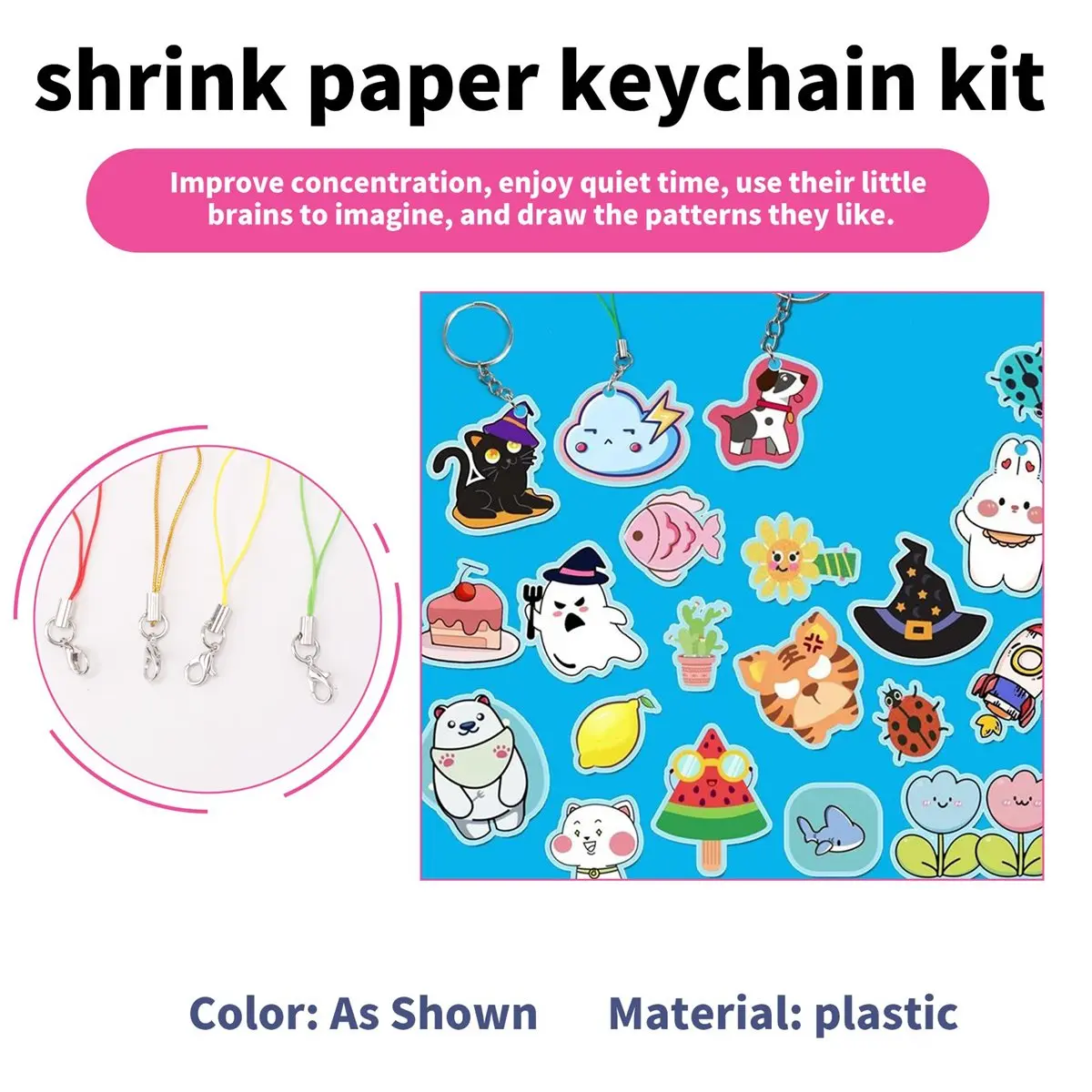 Goodprice Shrinky Plastic Sheets Keychain Kit, 165Pcs Shrinky Art Kit for Kids for DIY Ornaments for Creative-Craft