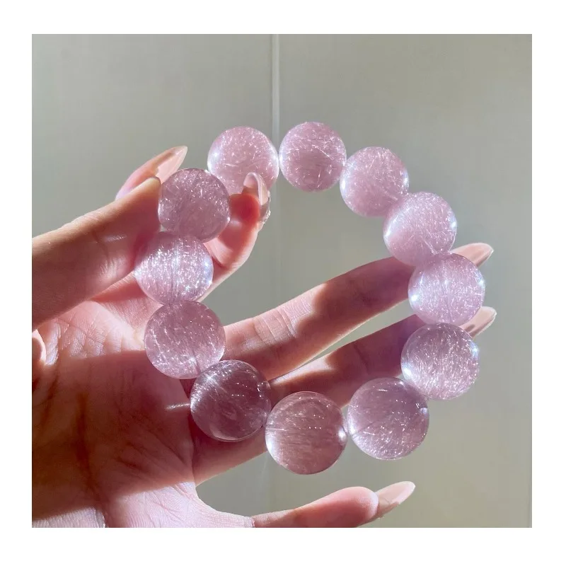 

Delicate Pink and Purple Gradual Change Steel Wire Rabbit Hair Bracelet Women's High Value Atmosphere Bracelet Fashion Light Lux