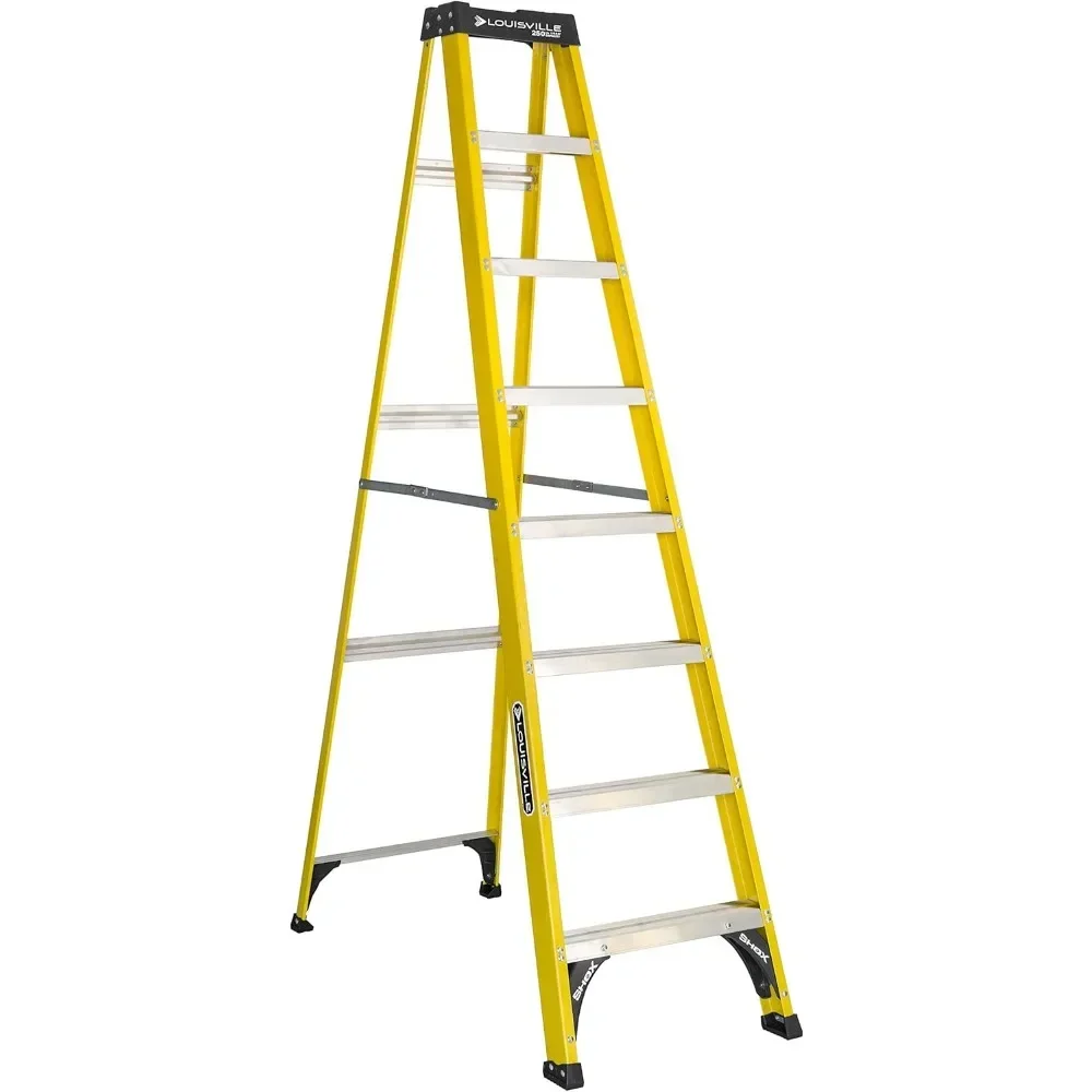 Ladder 8' Fiberglass Step Ladder, 250-lb Capacity Industrial Home Improvement Tools Workshop Equipments Workshop Equipment