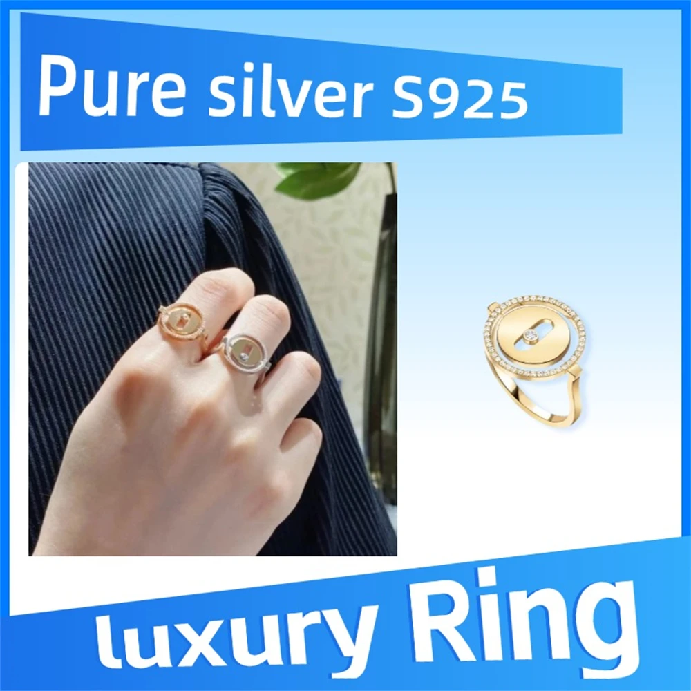 

Pure 925 Sterling Silver LUCKY MOVE Series rings Enhance your temperament, elegant and charming, luxury gift