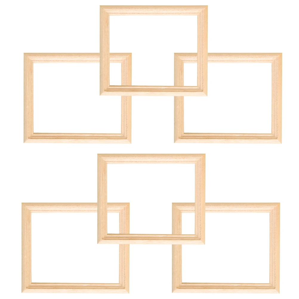 

2Pcs Small Wood Furniture Mini Photo Frame Unfinished Wooden Frame for DIY Craft Project Kids Creative Playtime Companion