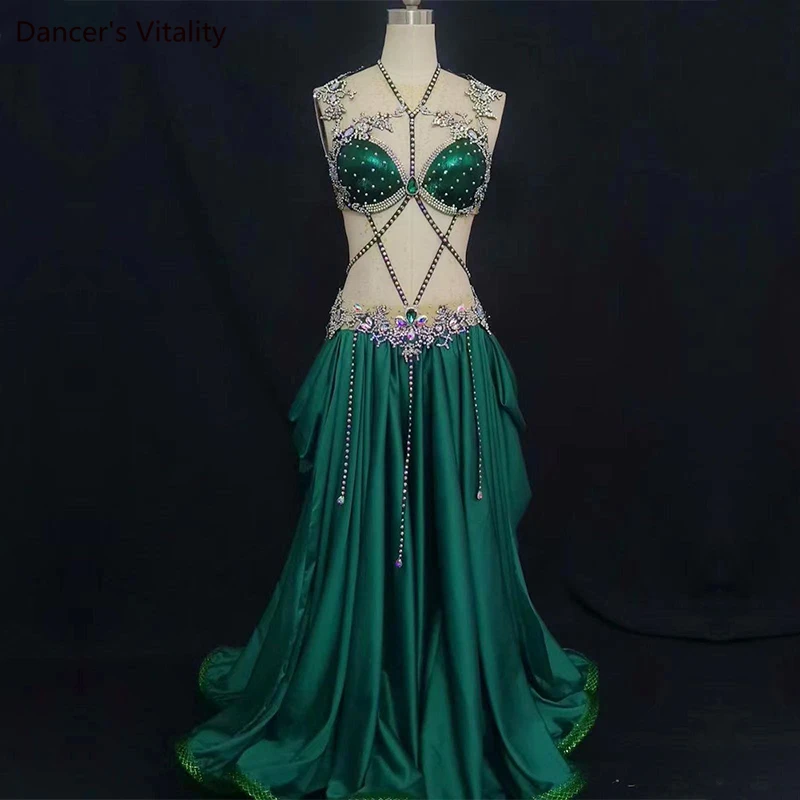 

Belly Dance Costumes Suit for Women Bellydancing Cusomzied Bra+satin Long Skirt 2pcs Girl's Popsong Oriental Dance Clothing