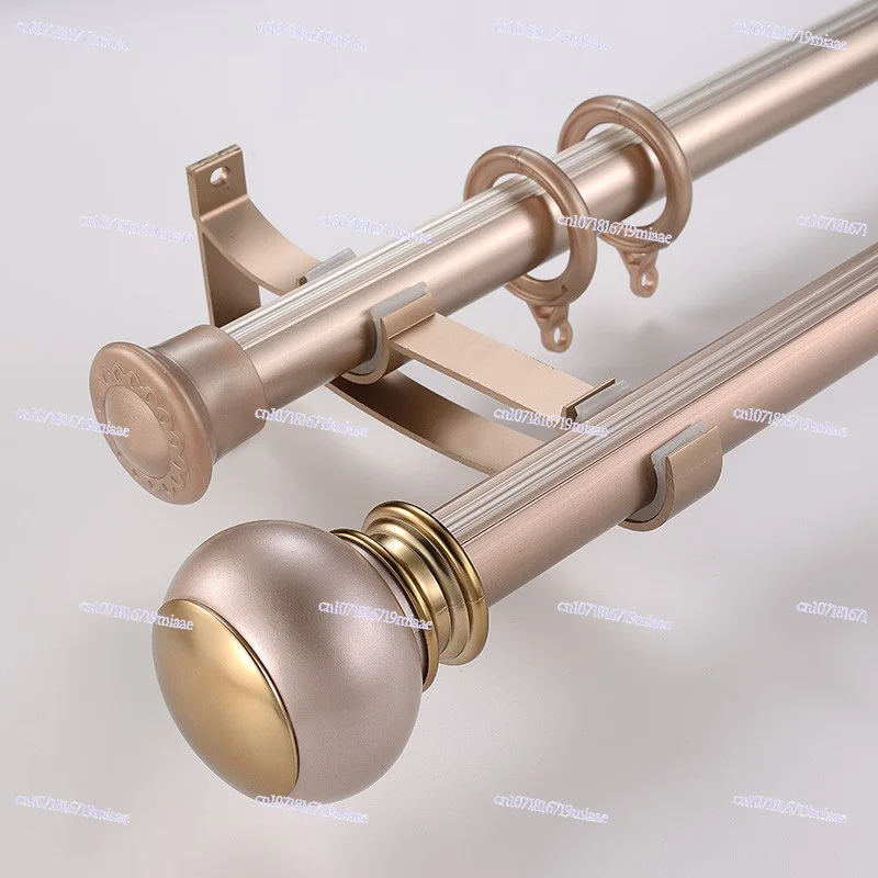 

Customized A Complete Set of Curtain Rod Rails Single Double Pole Silent Roman Rods with Brackets Hooks Rings Home Decoration